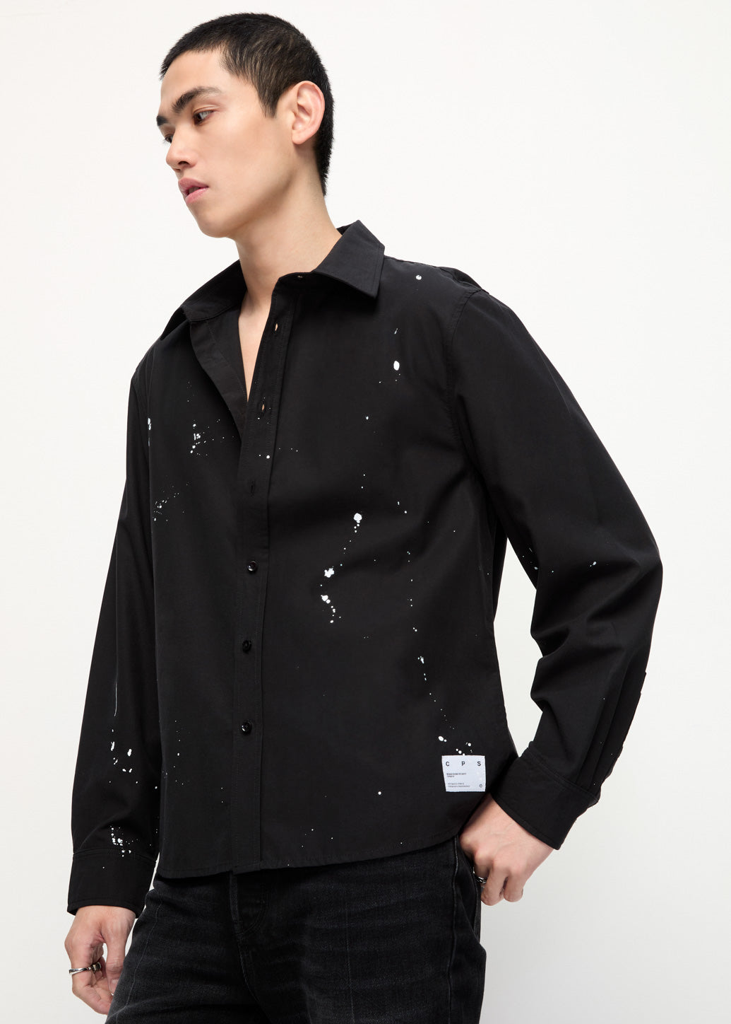 PAINT SPLATTER BLACK SHIRT