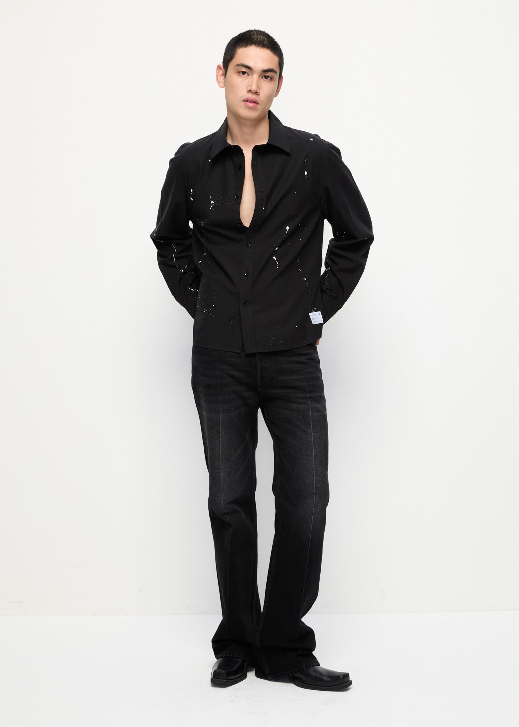 PAINT SPLATTER BLACK SHIRT
