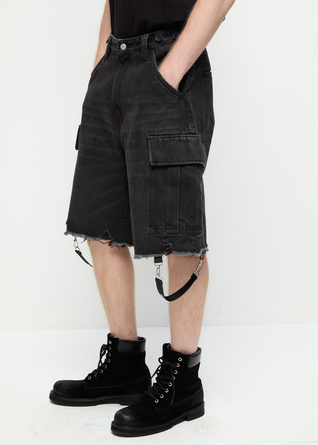 SHORTS WITH C P S STRAPS IN BLACK