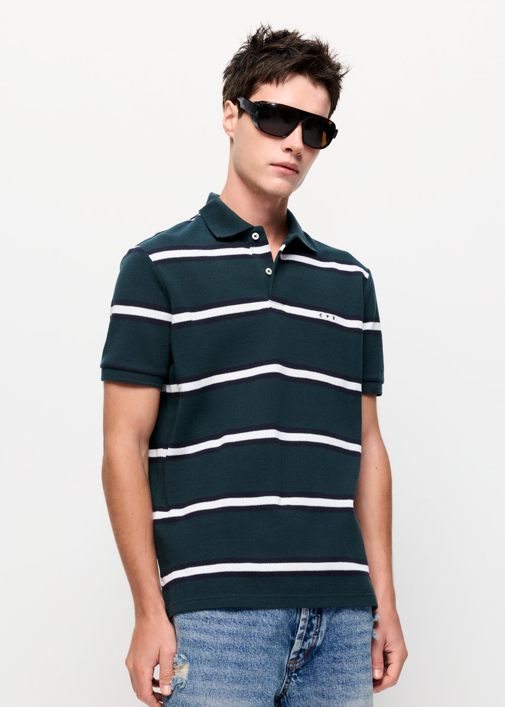 NAVY STRIPED POLO