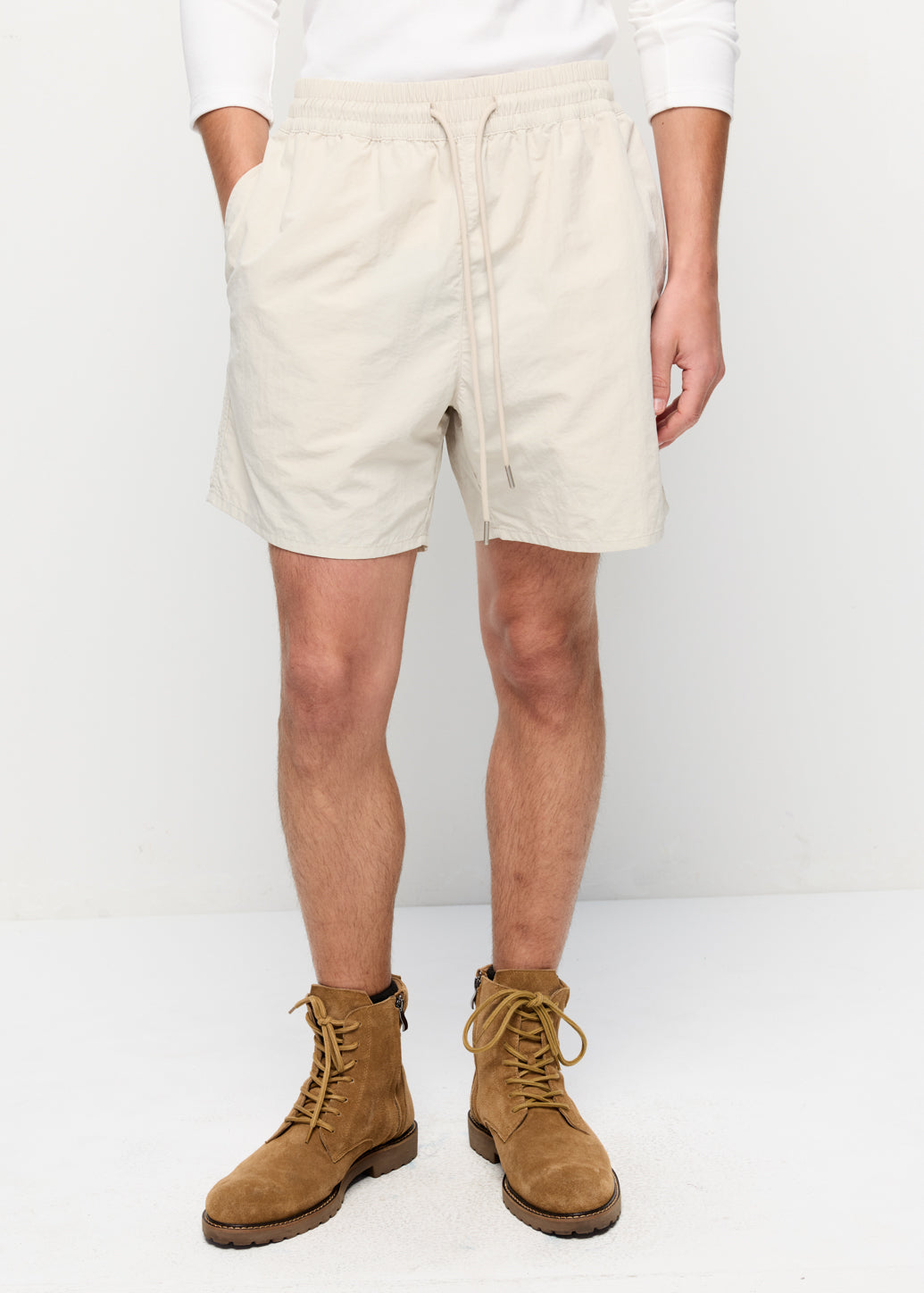 DRAWSTRING KNEE-LENGTH SHORTS
