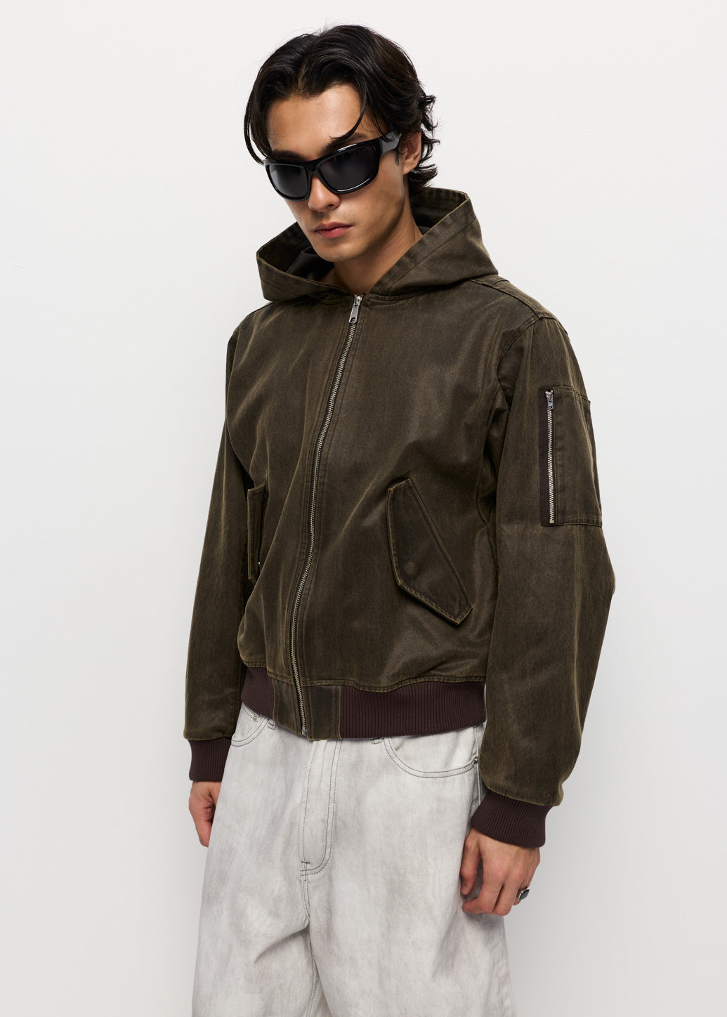 HOODED BOMBER JACKET