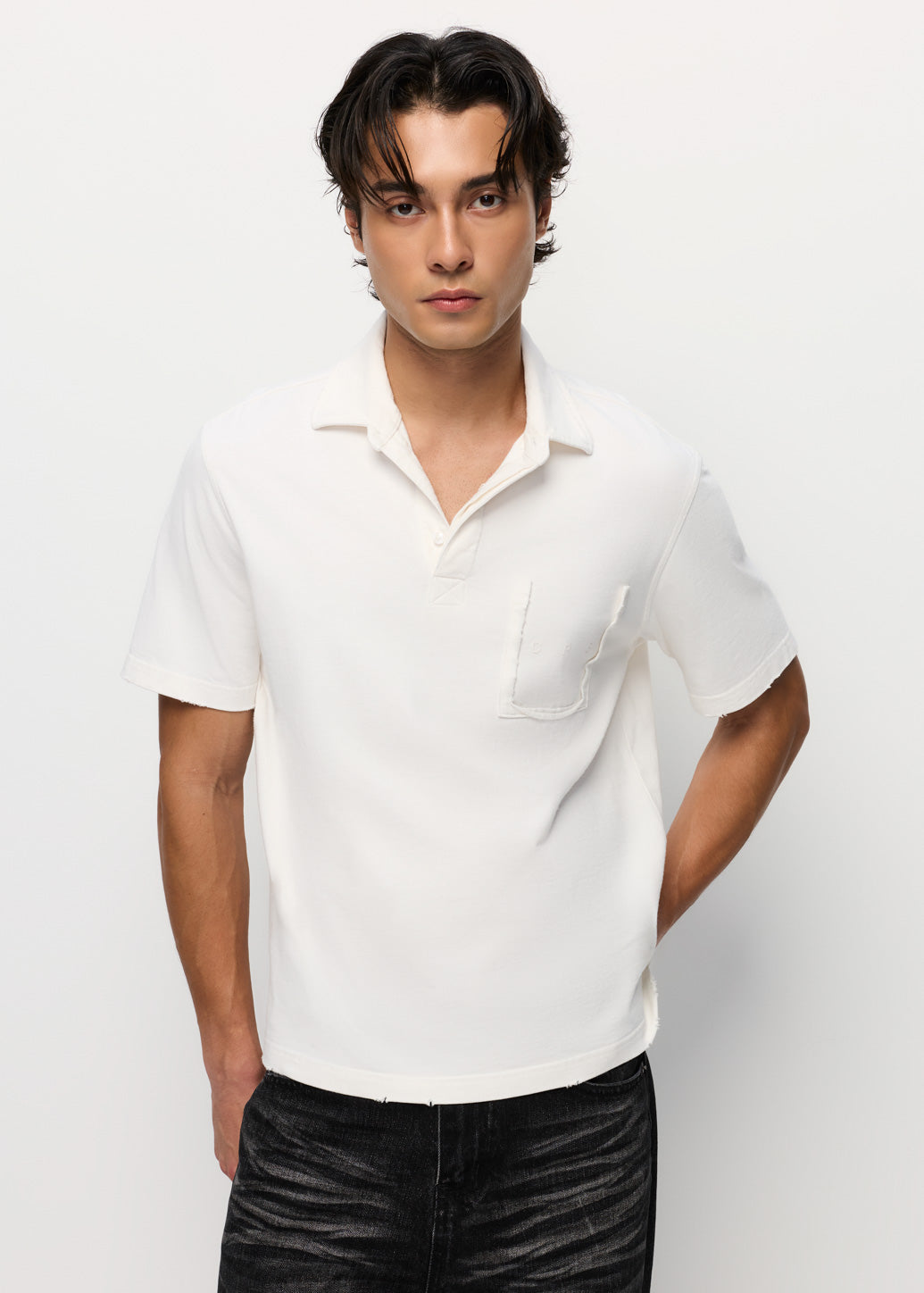 CREAM SUNFADED POLO SHIRT