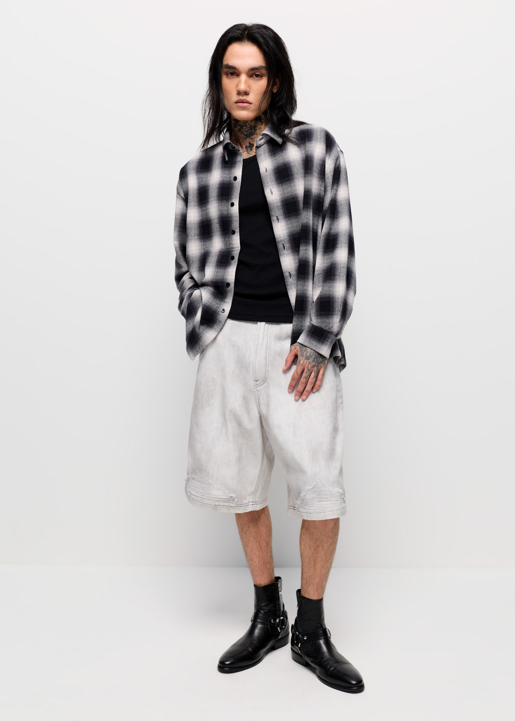 DESTROYED DENIM SHORTS