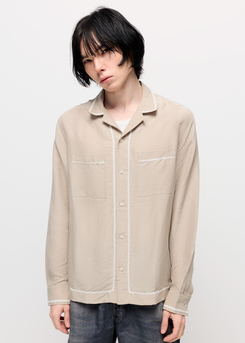 PIPING EMBROIDERED SHIRT