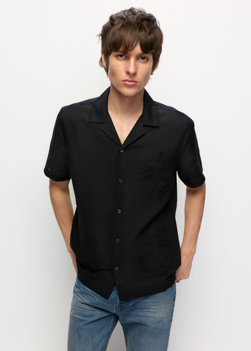 EMBROIDERED MUSICIAN CAMP COLLAR SHIRT