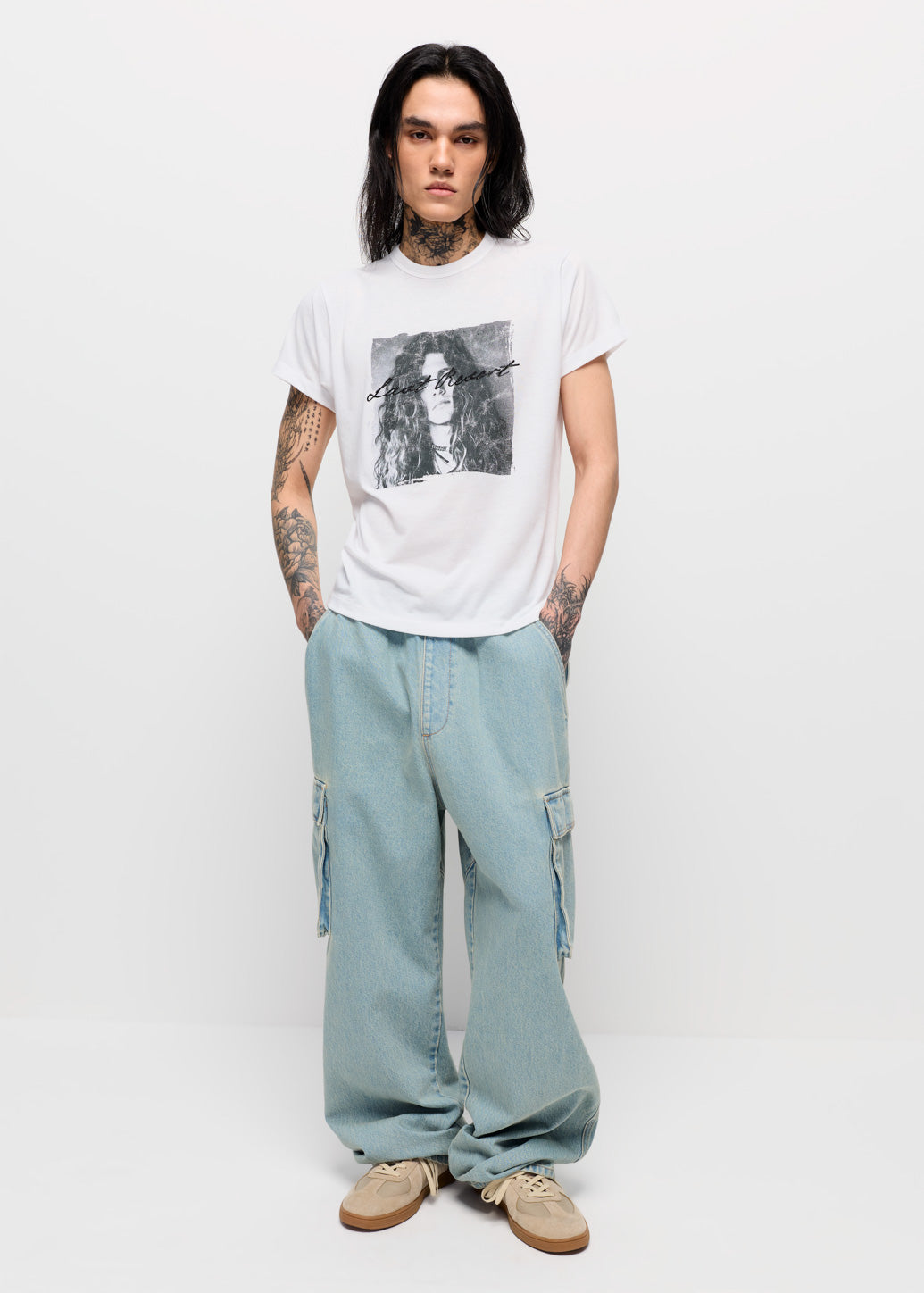 DRAWSTRING DENIM CARGO JEANS