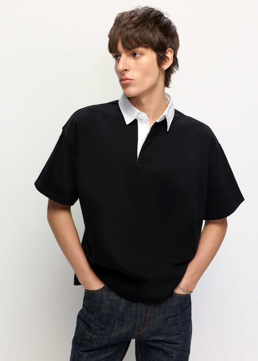 CONTRAST COLLAR BOXY POLO