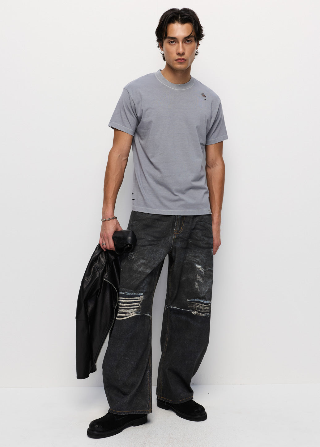 LIGHT GREY PIGMENT WASHED TEE