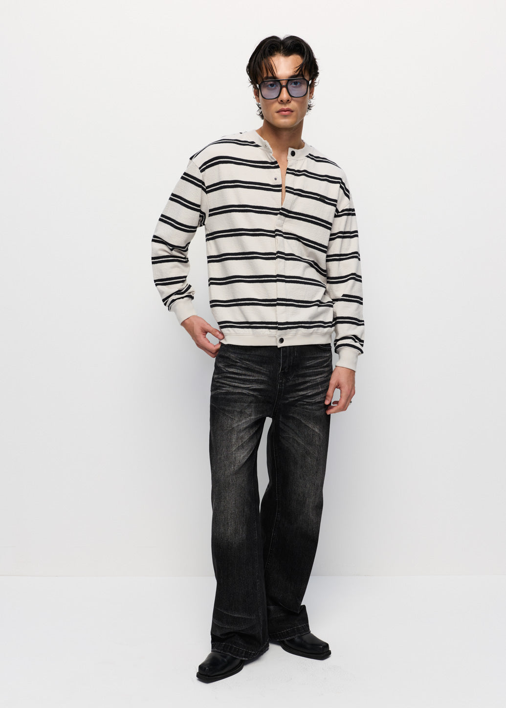 STRIPED KNIT CARDIGAN