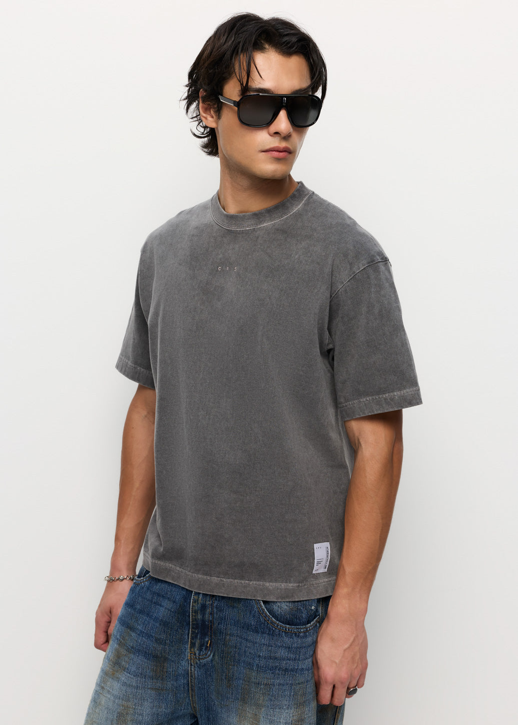EMBROIDERED BURNOUT TEE