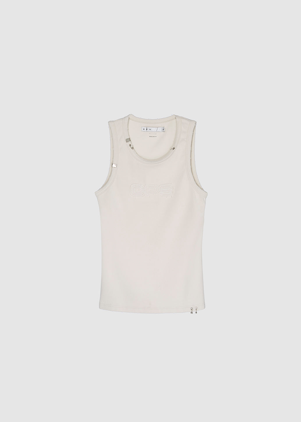 LOGO APPLIQUE RIBBED TANK TOP