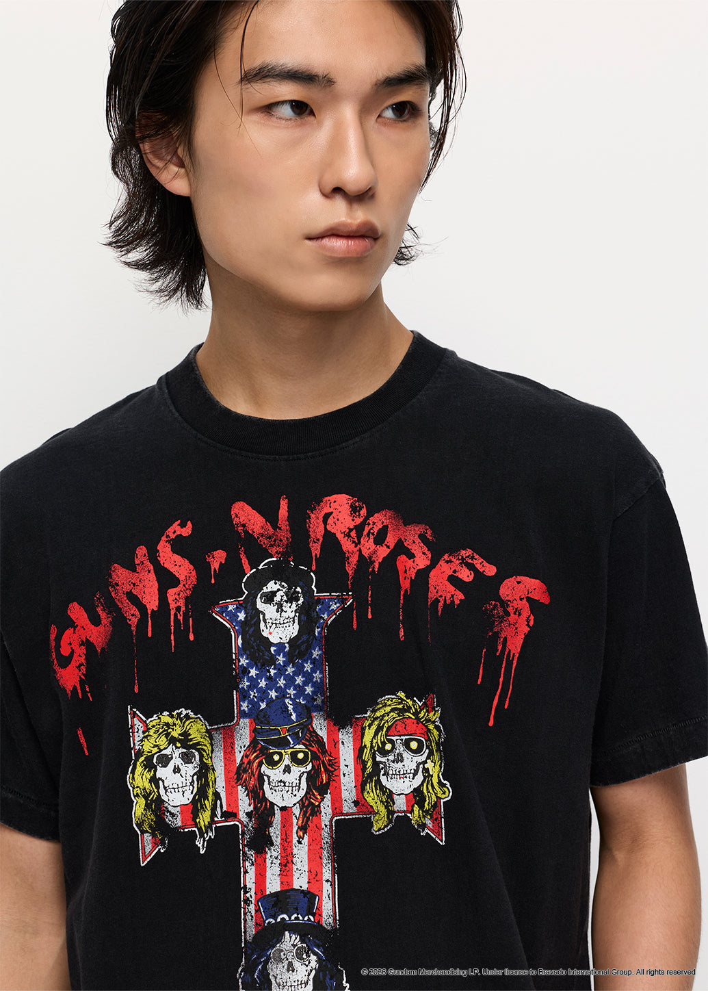 GUNS N' ROSES CROSS & SKULL GRAPHIC BAND TEE
