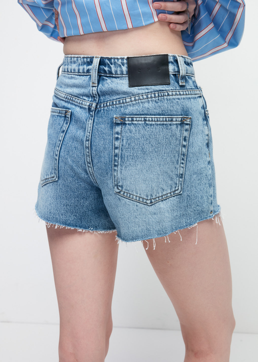 MID WAIST JEAN SHORTS Blue / 29
