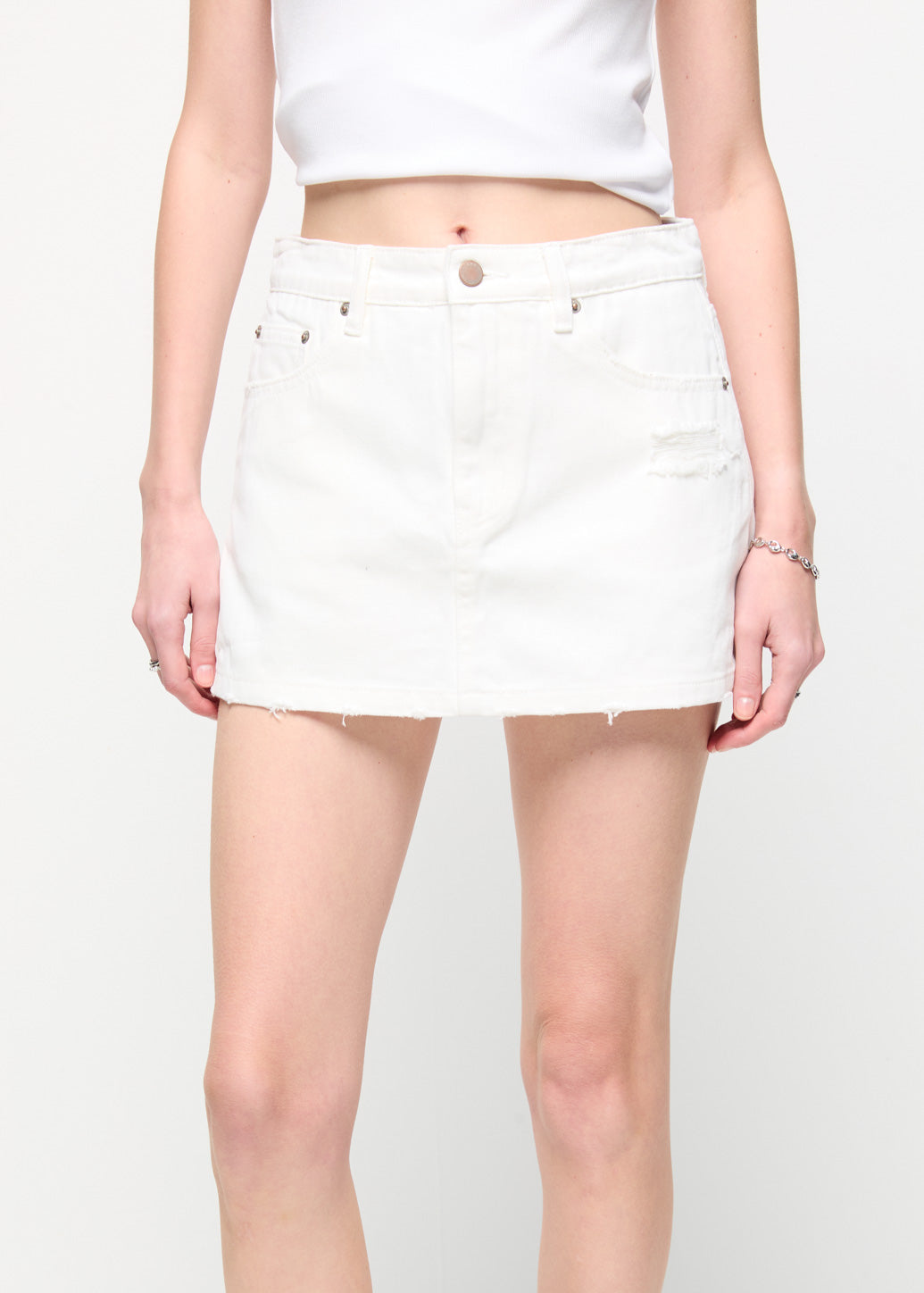 MID WAIST JEANS SKORTS White / 29