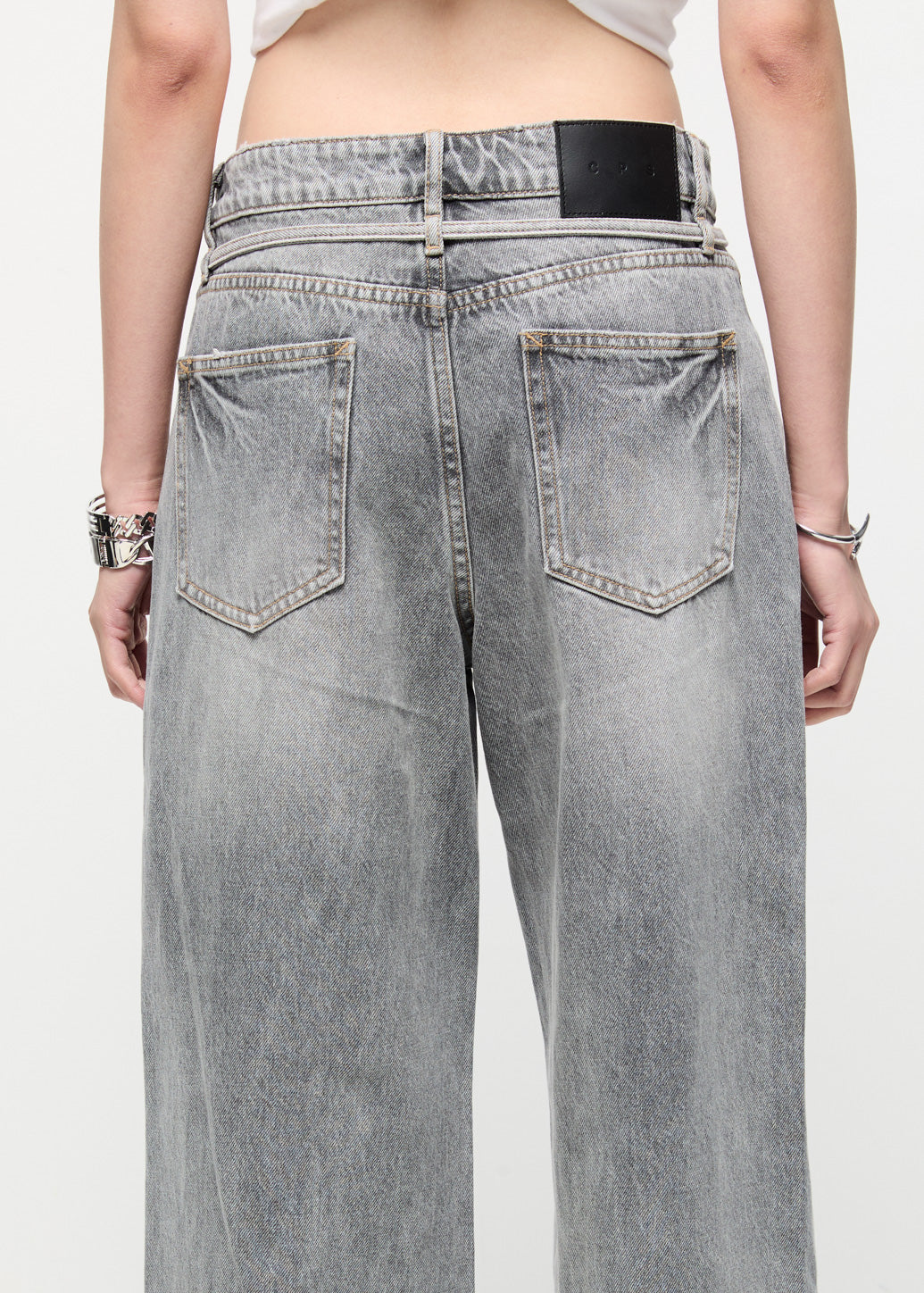 MID-RISE BAGGY JEANS Grey / 29