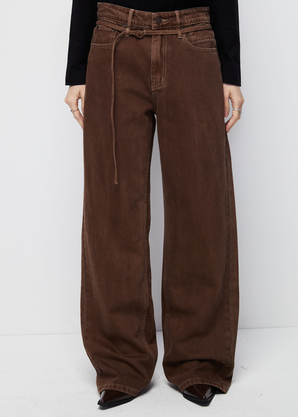 BROWN MID-RISE BAGGY JEANS Brown / 29