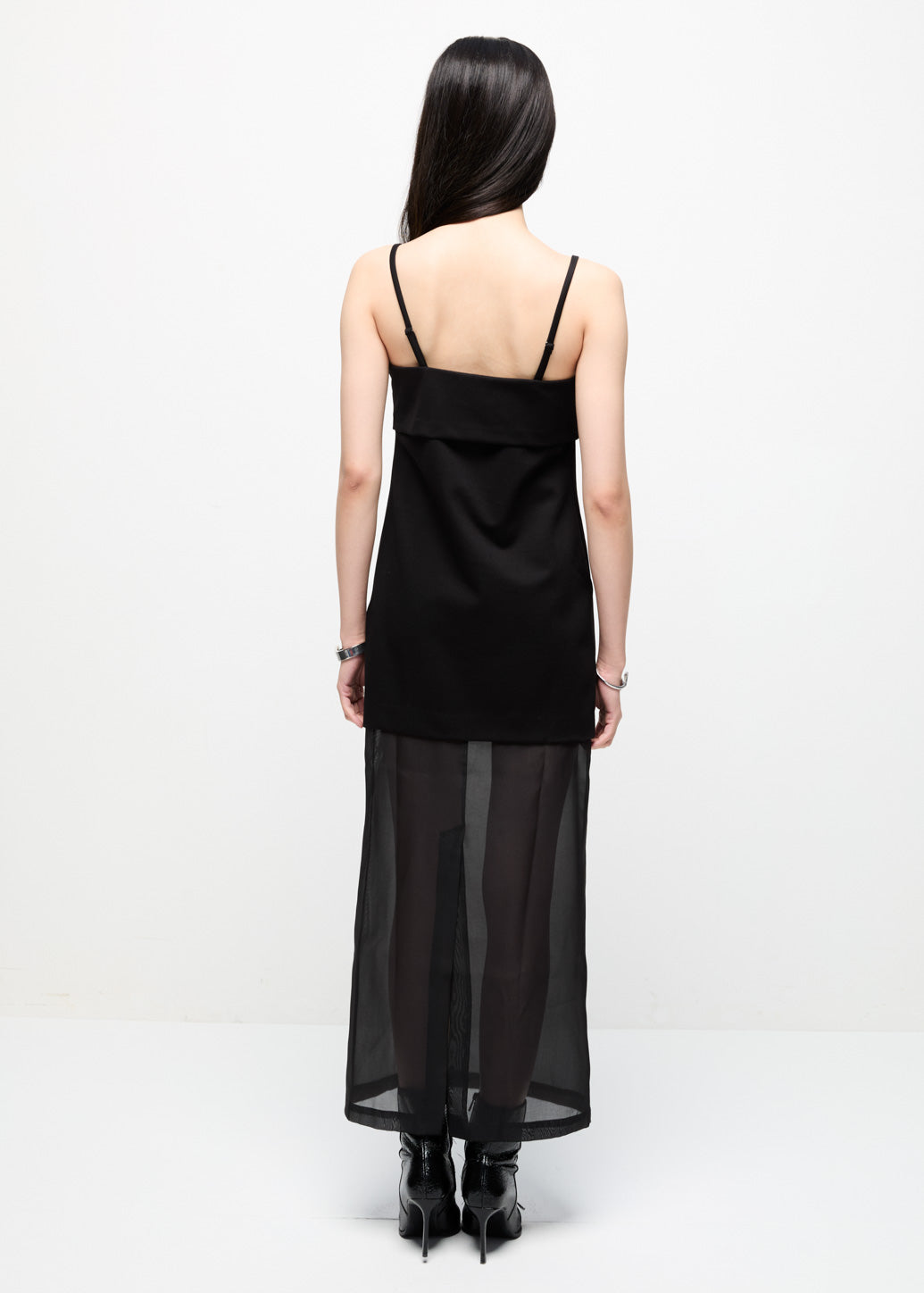 BLACK STRAPPY SHEER DRESS Black / L