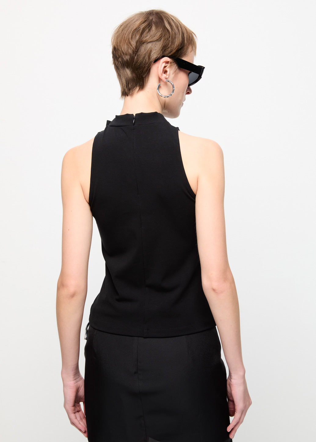 HIGH NECK BELT TOP Black / L