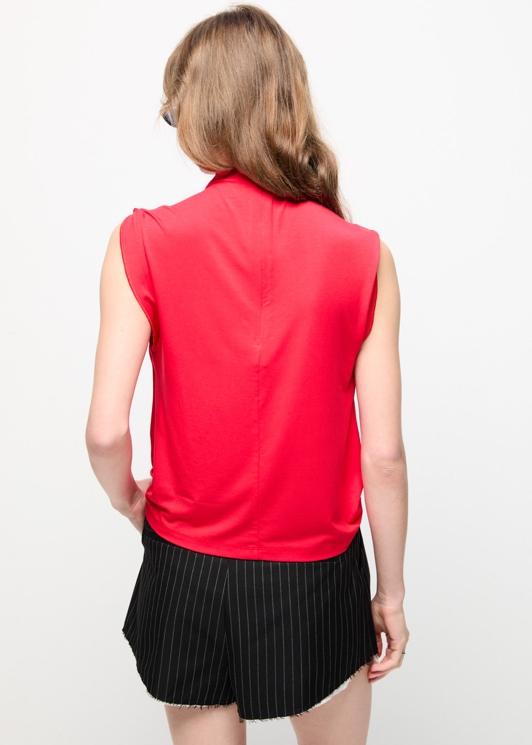 SLEEVELESS MOCK NECK TOP Red / L