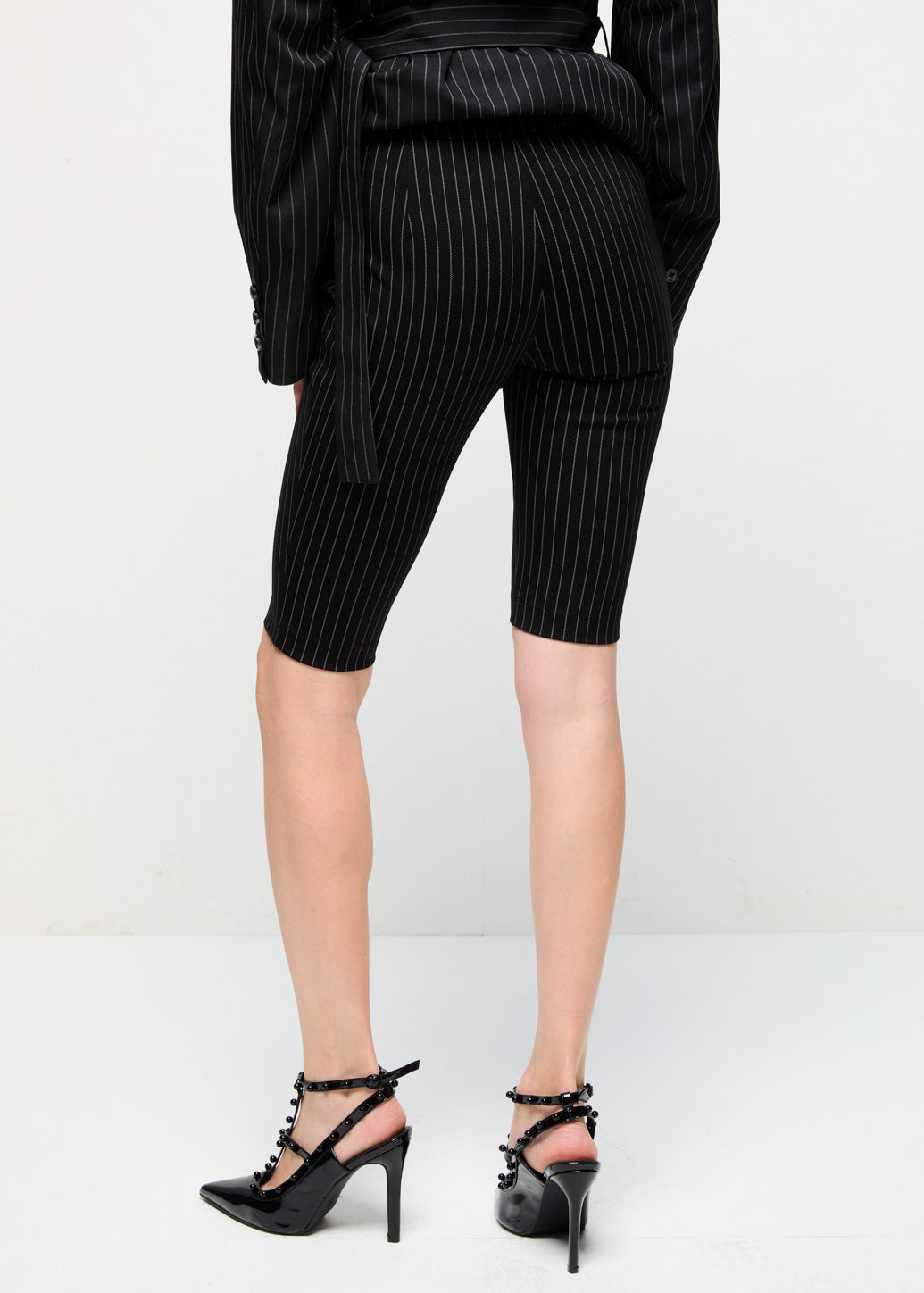 STRIPED SLIM PANTS Black / L