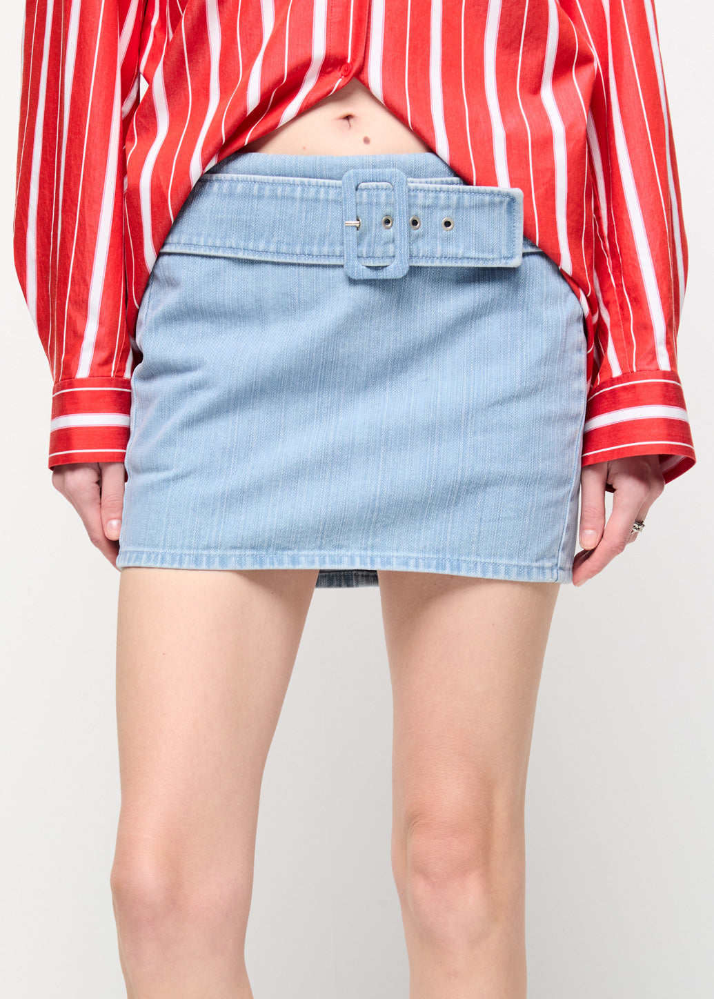 BELTED MINI SKIRT Blue / XL