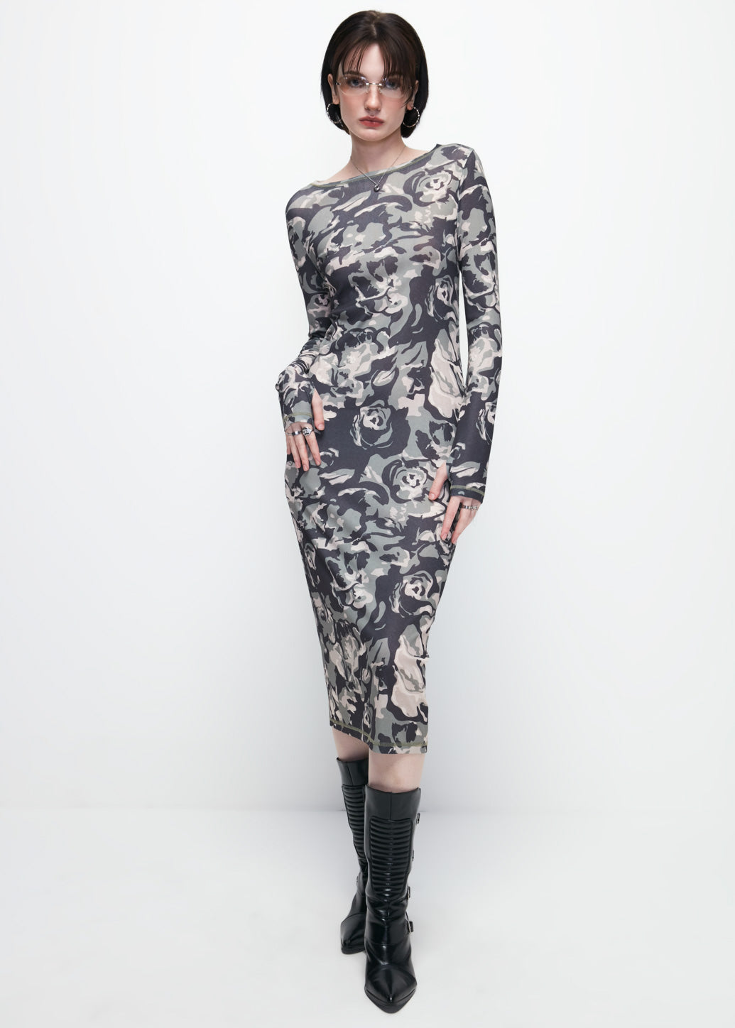 CAMOUFLAGE MIDI DRESS