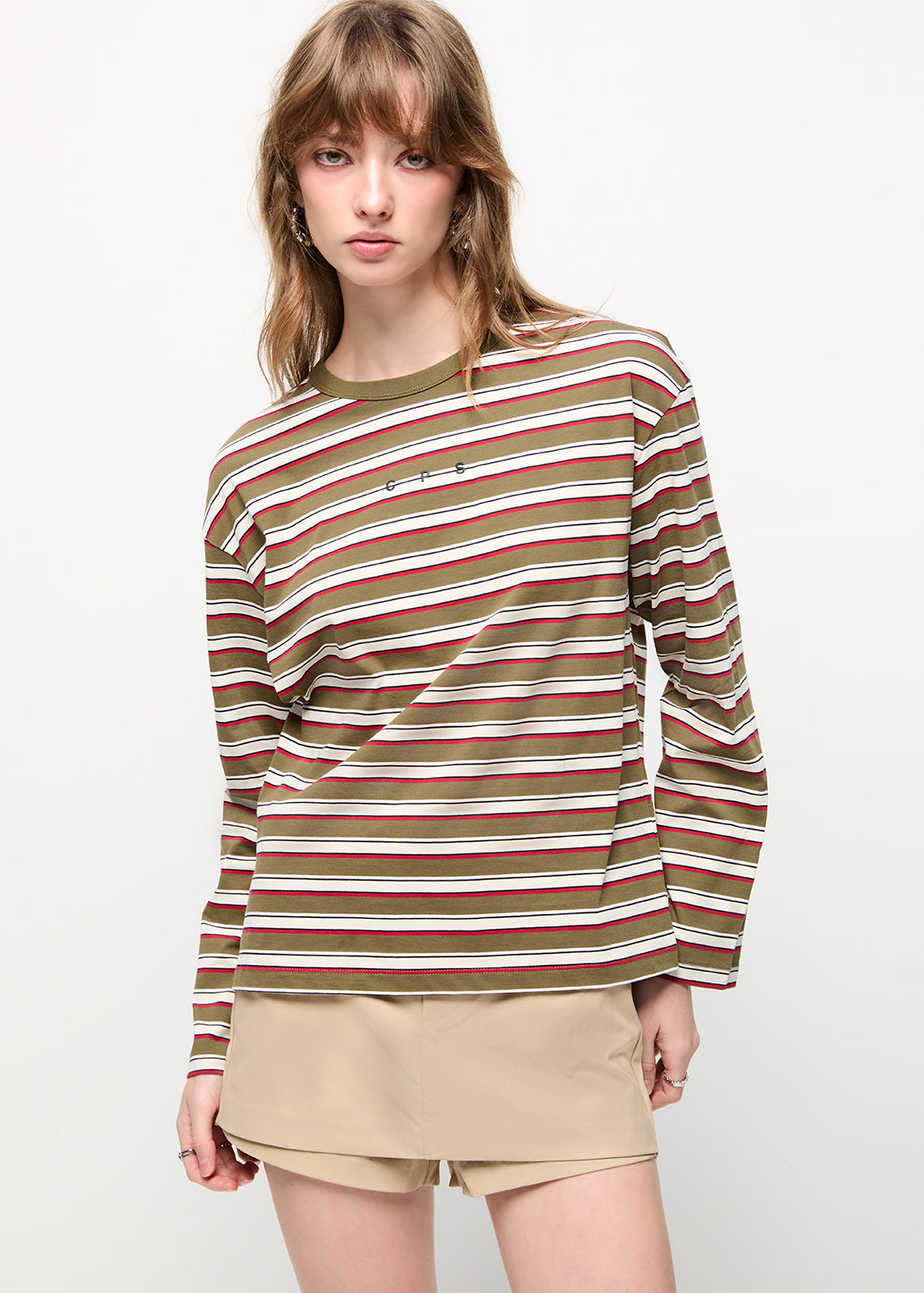 GREEN STRIPE LONG SLEEVE TEE