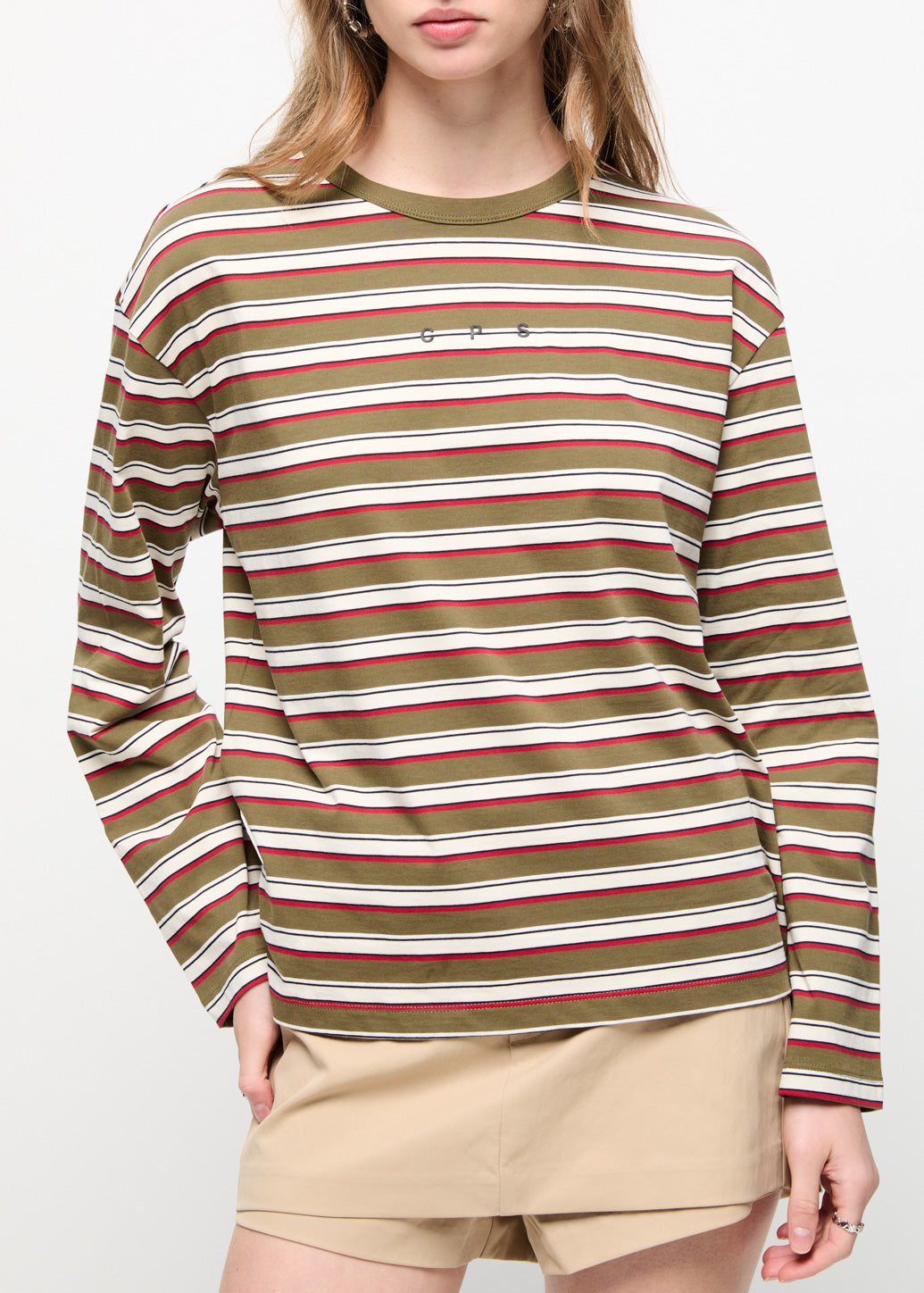 GREEN STRIPE LONG SLEEVE TEE