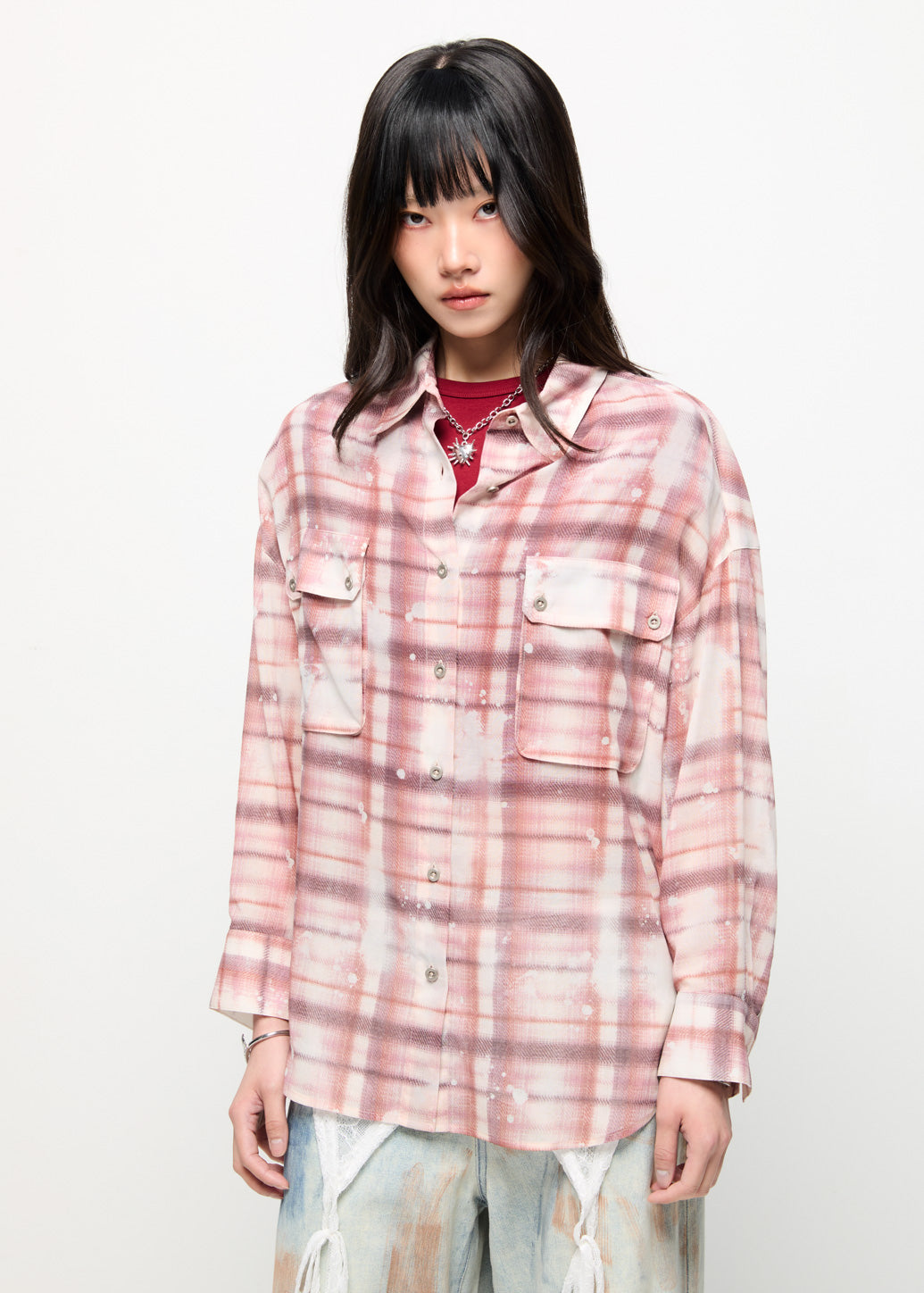 OVERSIZED CHECKED SHIRT Brown / L