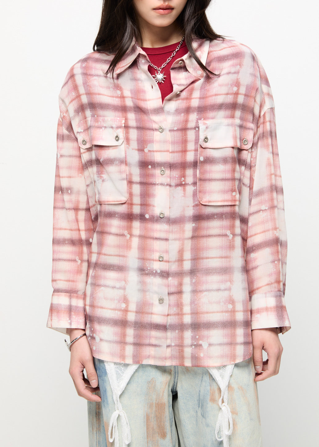 OVERSIZED CHECKED SHIRT Brown / L