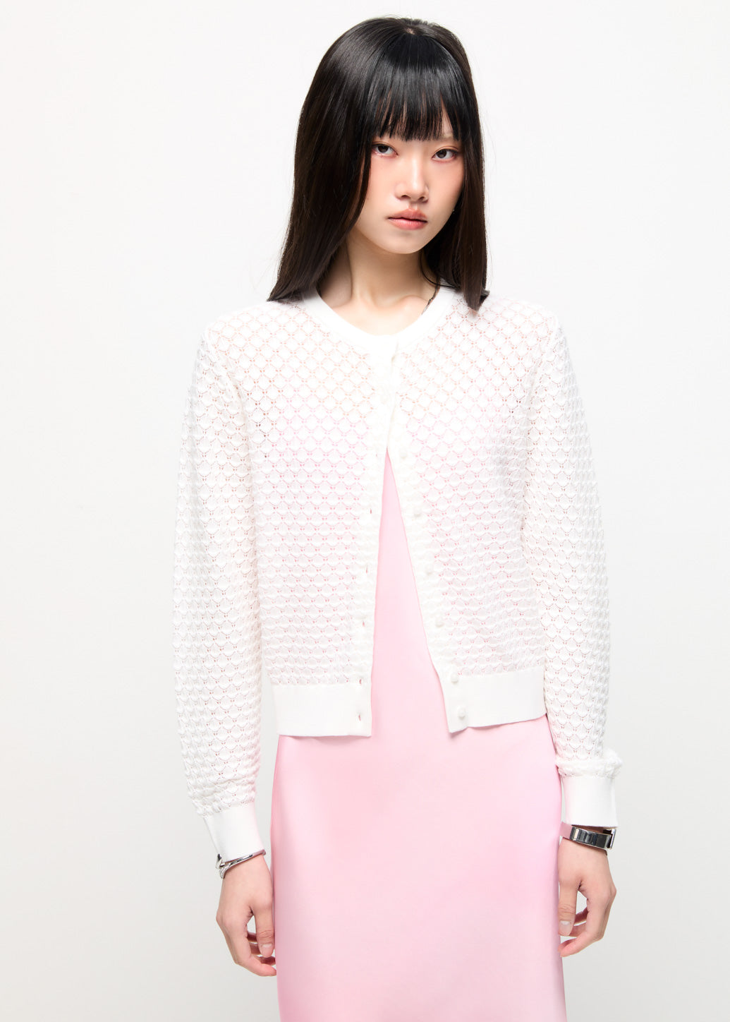 BUTTON-UP COTTON CARDIGAN Off White / L