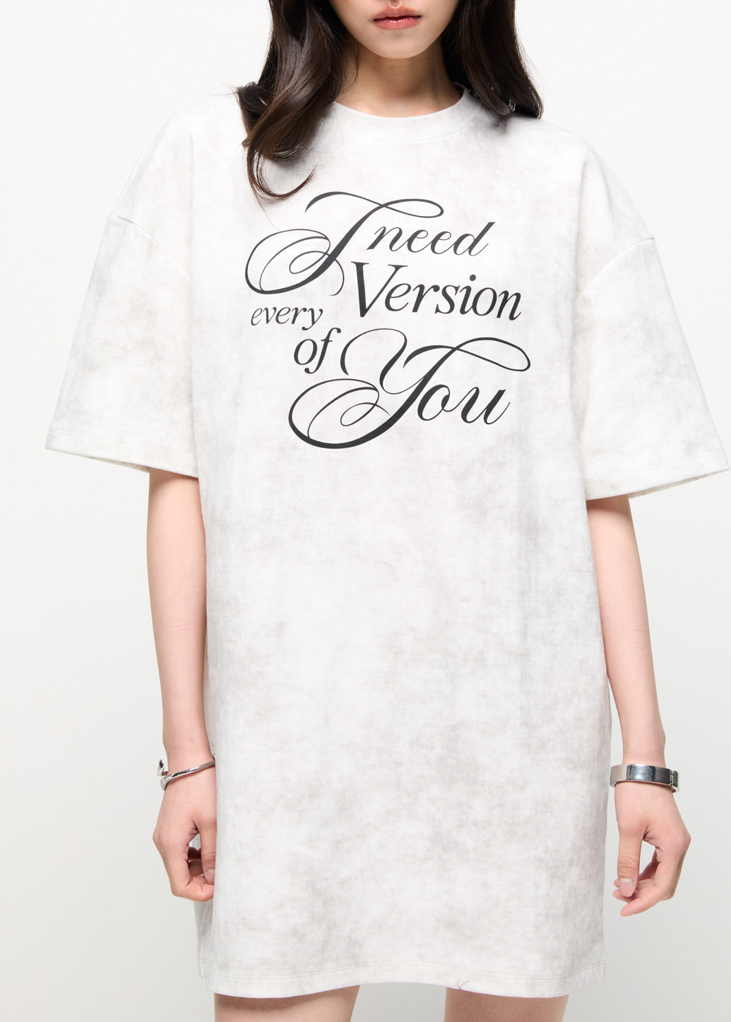 TYPOGRAPHY GRAPHIC TEE DRESS Off White / L