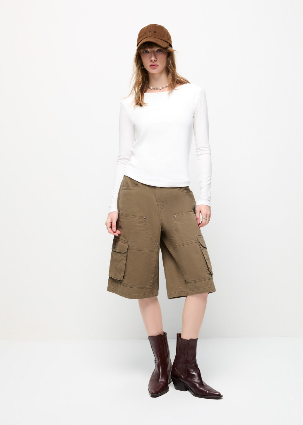 DEEP BACK LONG SLEEVE TOP Off White / L