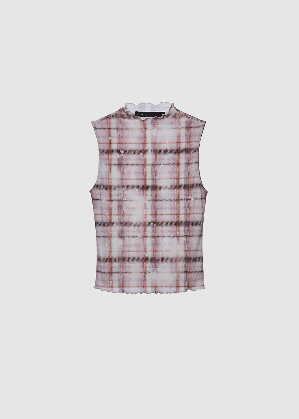 CHECKED SLEEVELESS TOP Brown / L