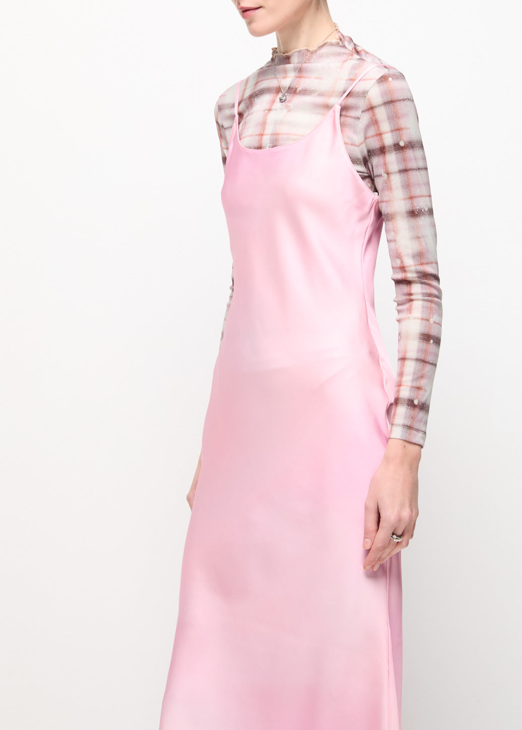 LACE HEM SLIP MAXI DRESS Pink / L