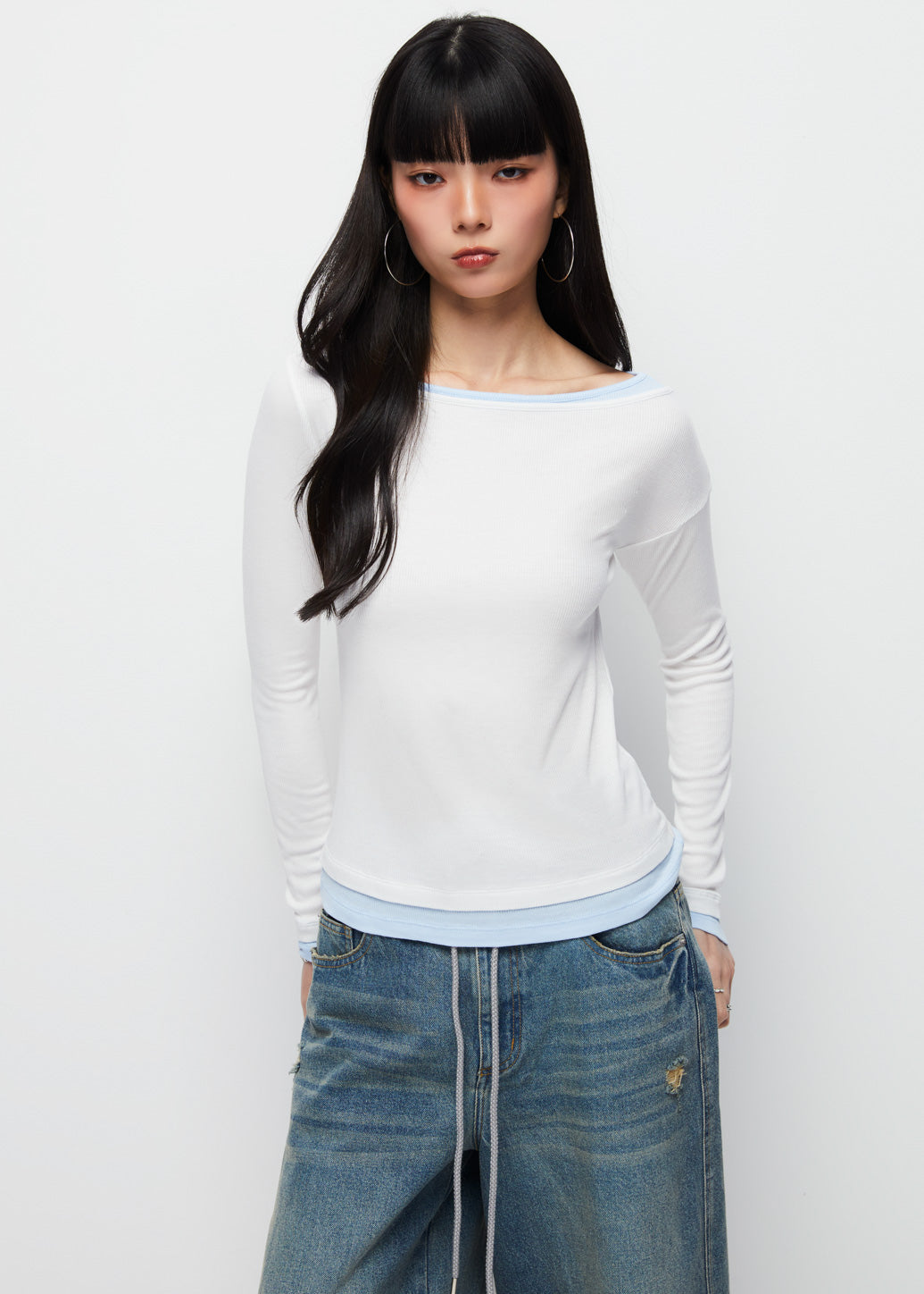 DOUBLE LAYERS LONG SLEEVE TOP