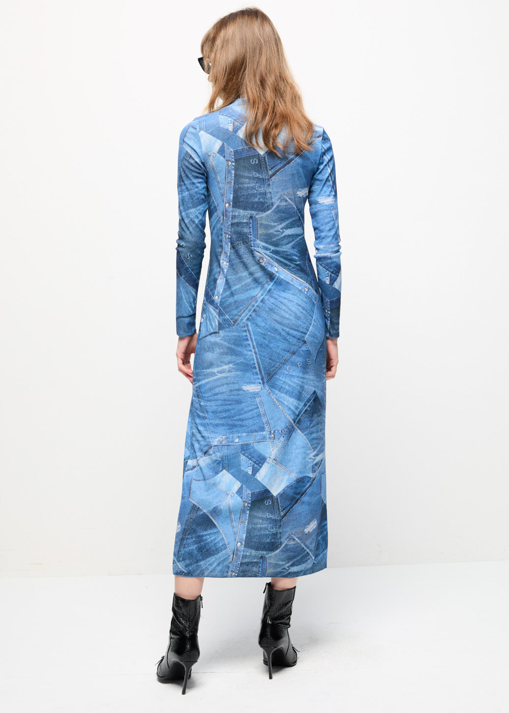 DENIM EFFECT MAXI DRESS