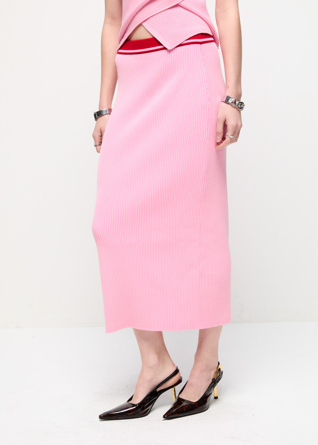 PINK HIGH-WAISTED MAXI SKIRT