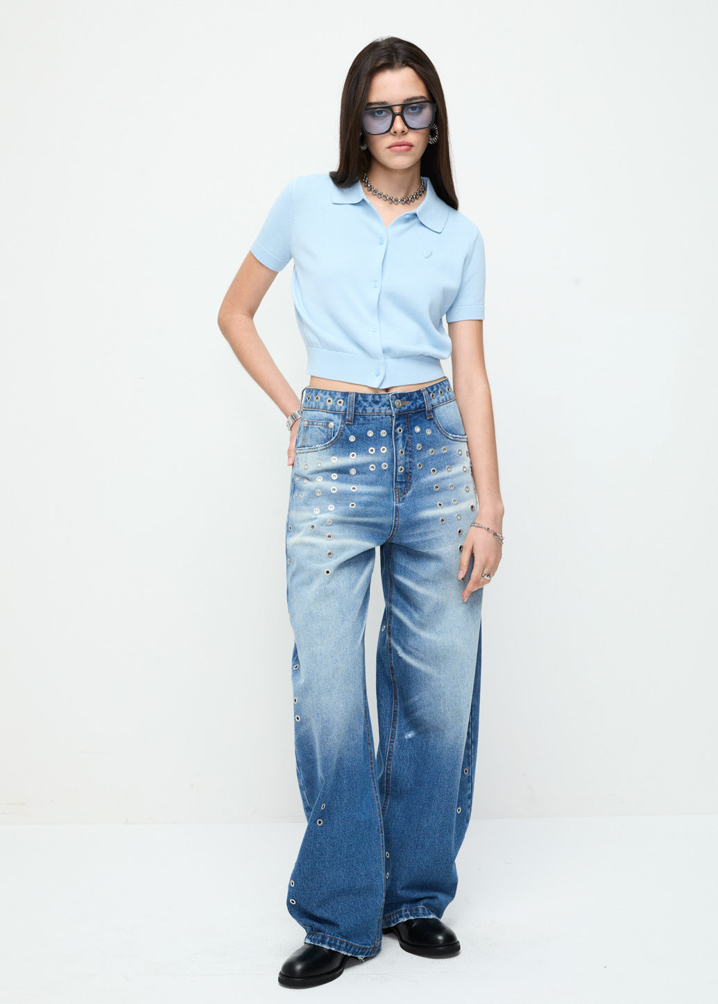 BASIC SIGNATURE KNITTED CROP POLO