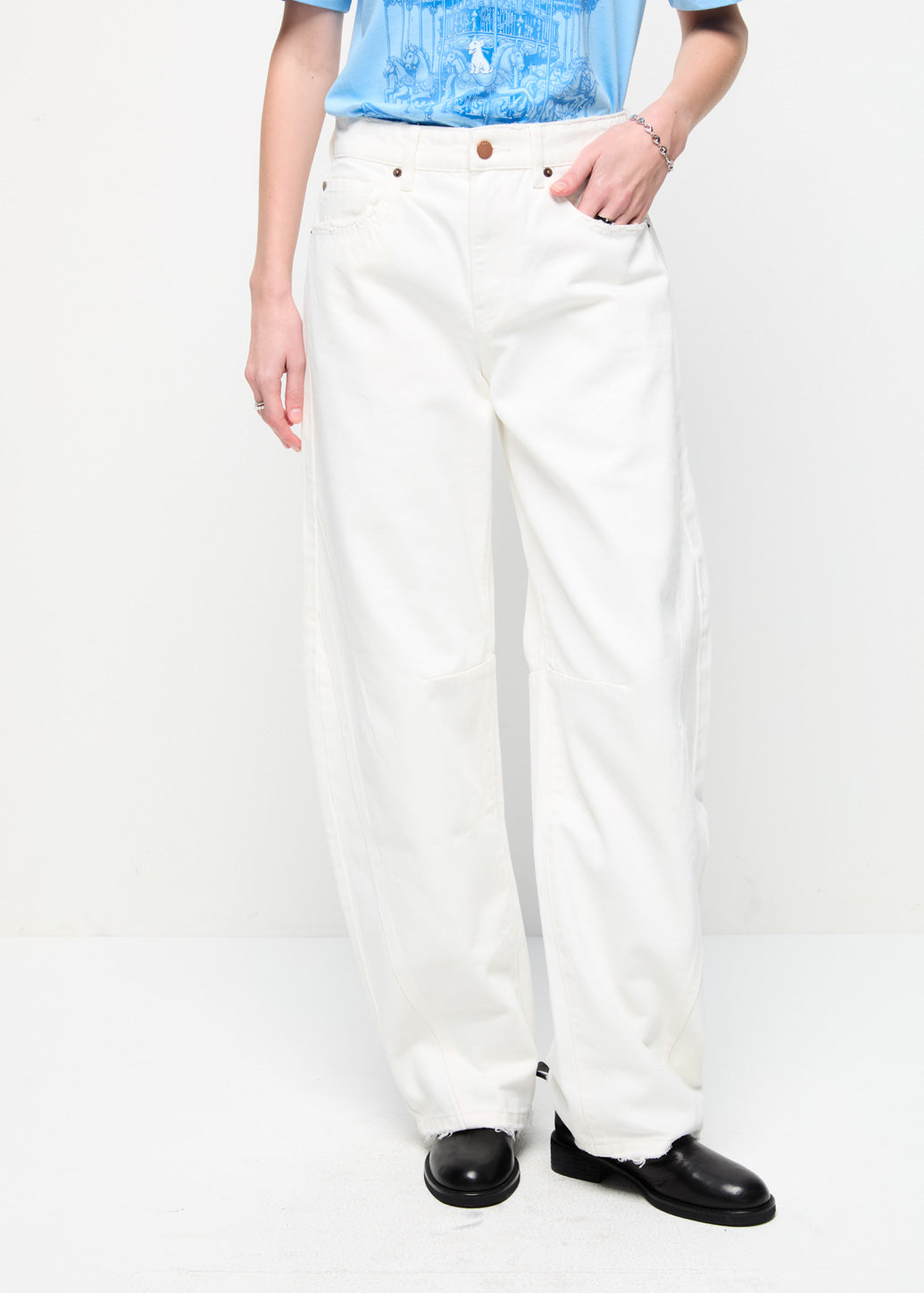 MID-RISE BARREL JEANS White / 29