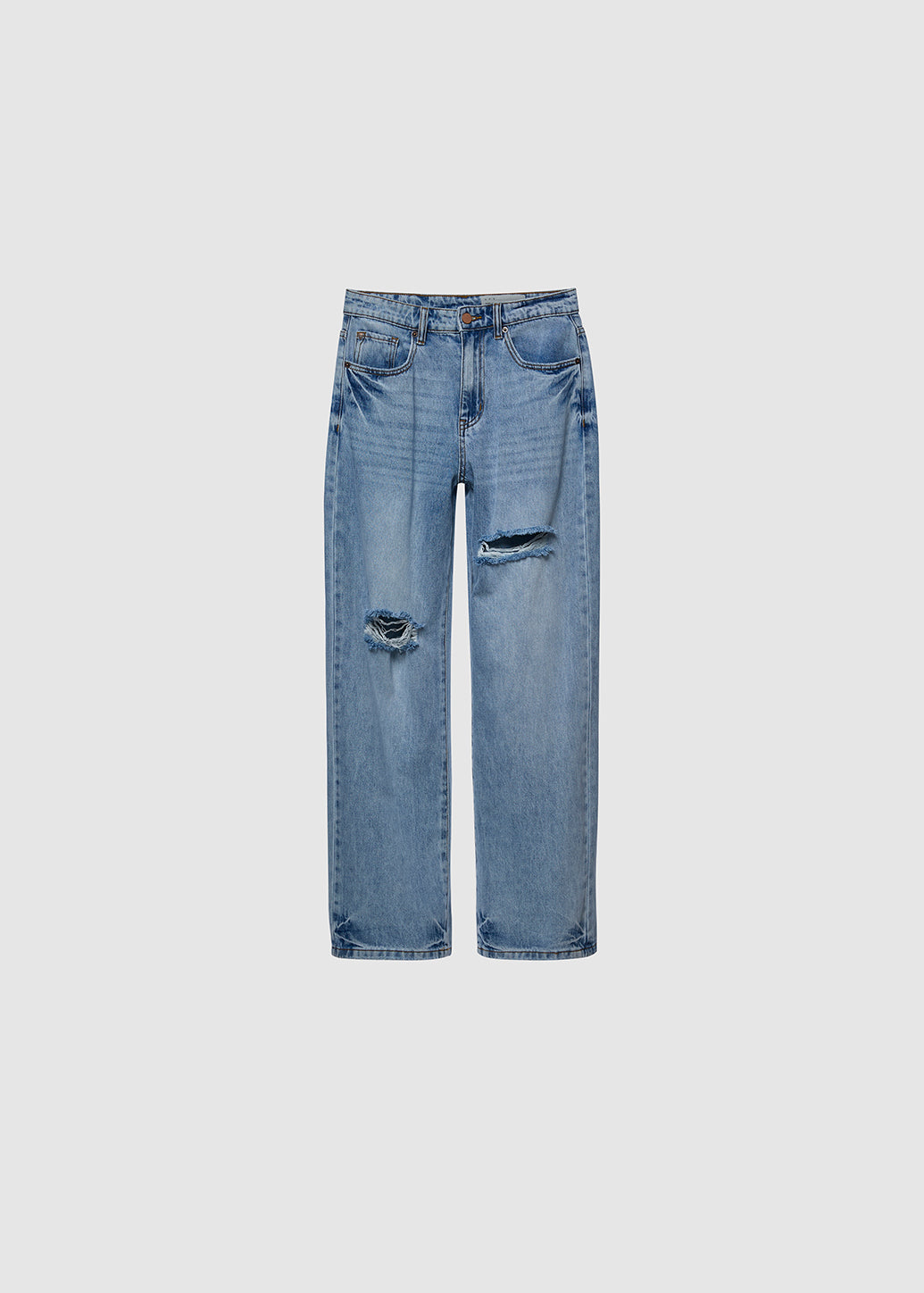 DESTROYED STRAIGHT-LEG JEANS Light Blue / 29