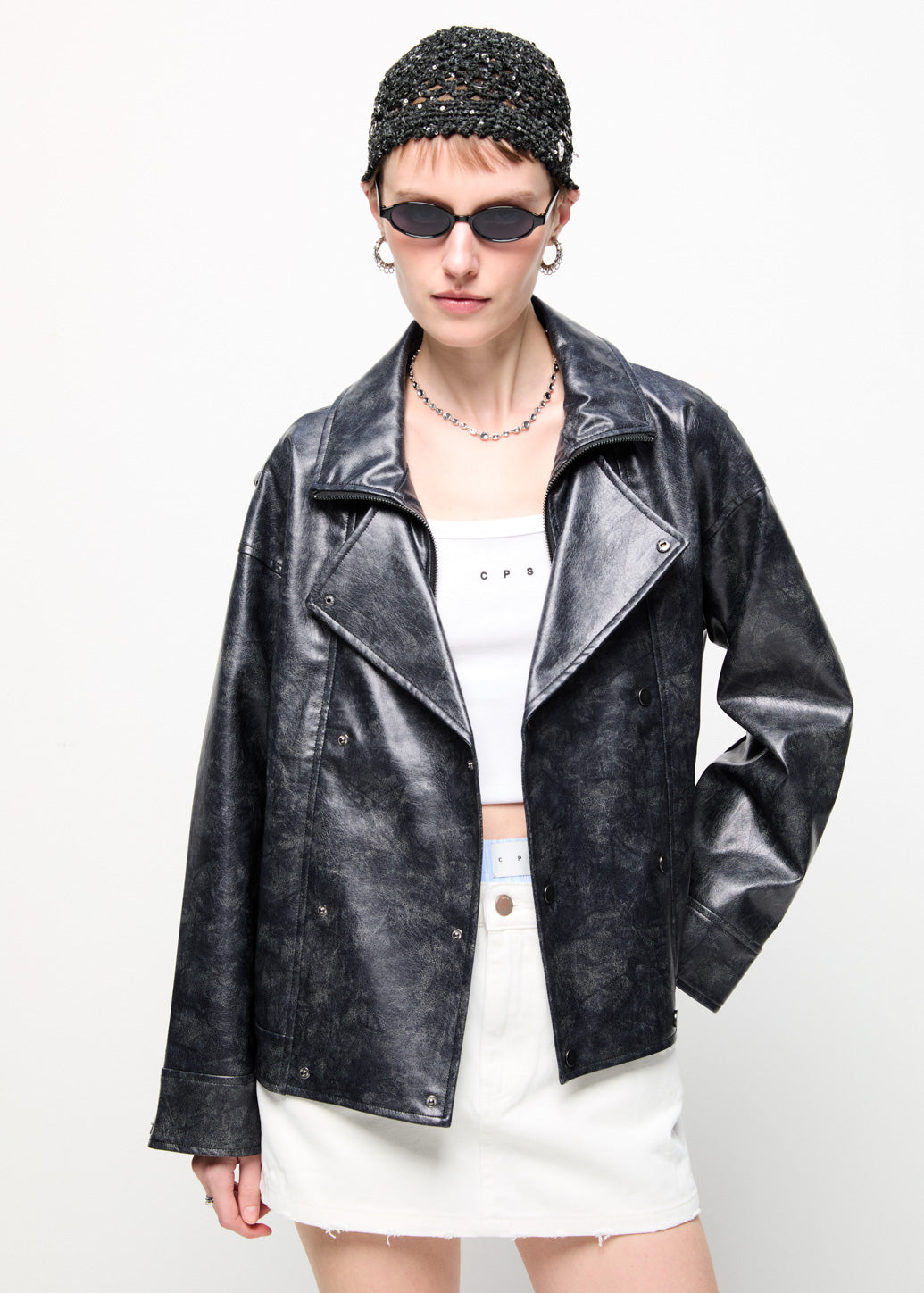 OVERSIZED BIKER JACKET Black / L