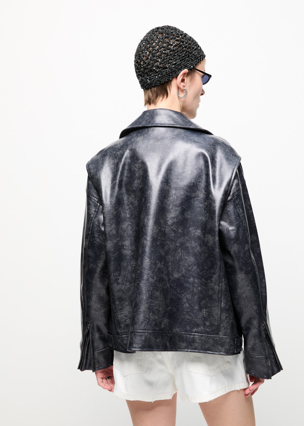 OVERSIZED BIKER JACKET Black / L