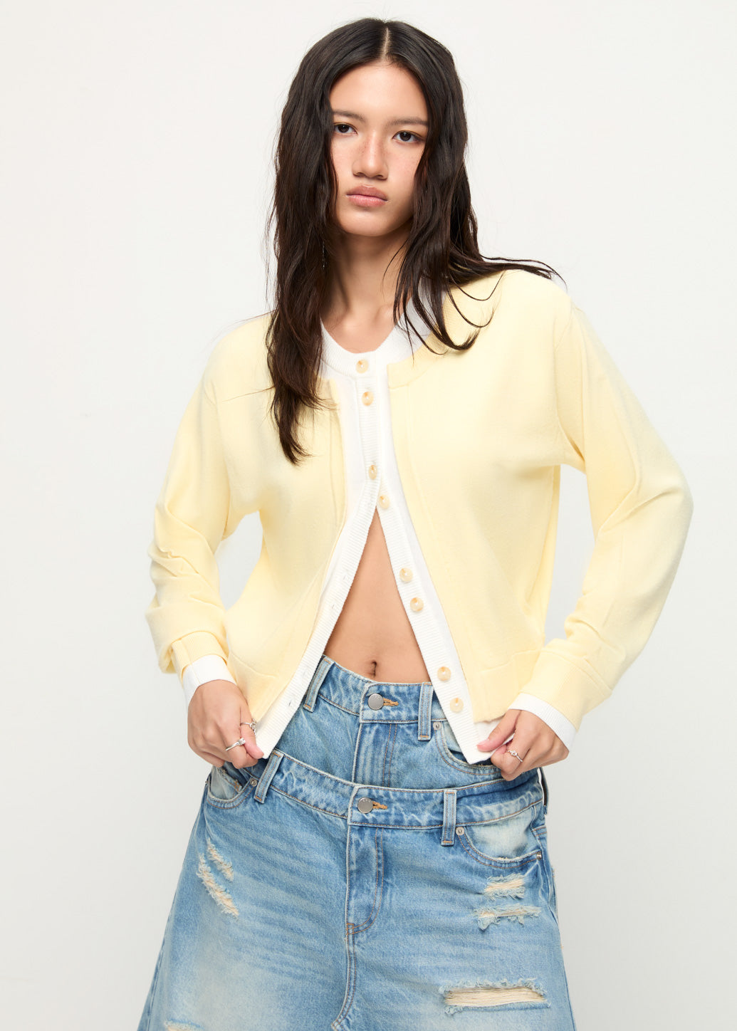 DOUBLE LAYER CARDIGAN