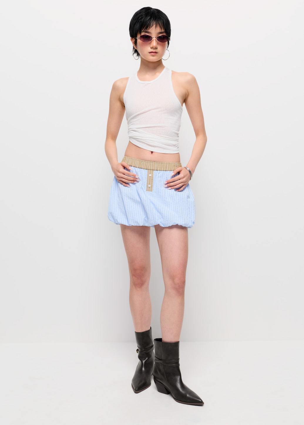 STRIPE BALLOON MINI SKIRT