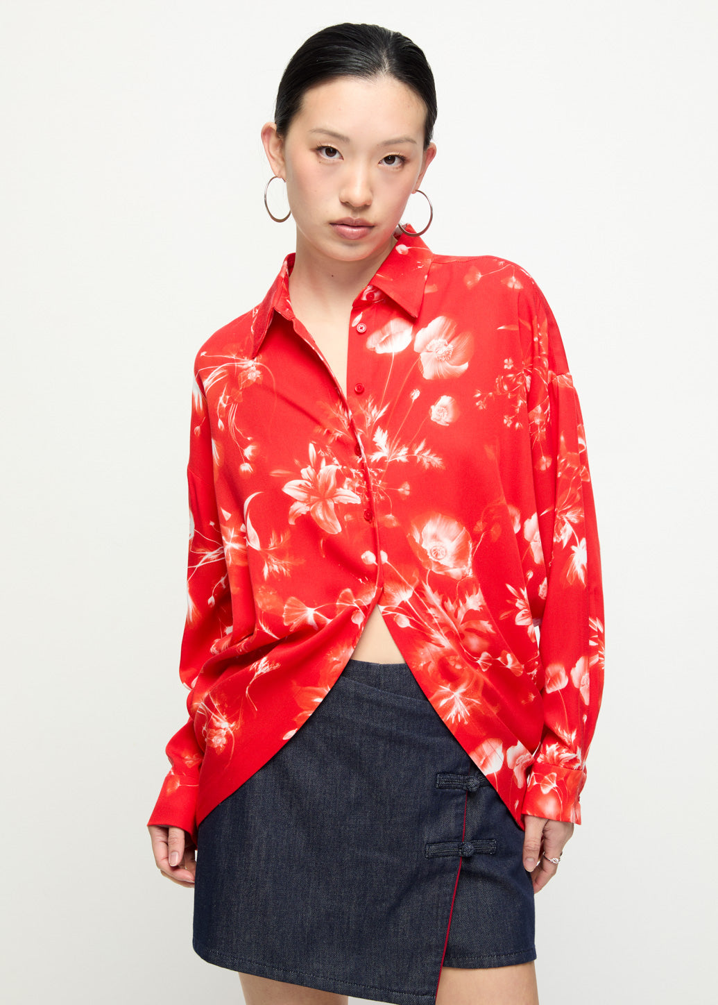 FLORAL PRINTED OVERSIZE SHIRT