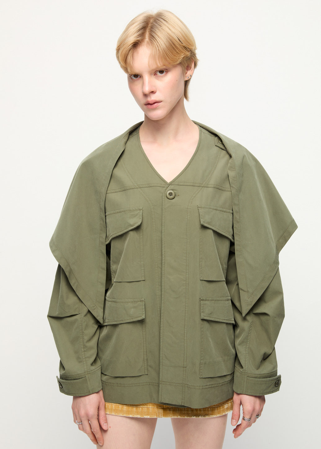 BUTTON-ON SCARF UTILITY JACKET