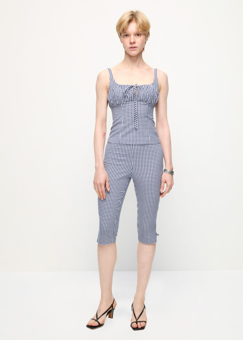 GINGHAM KNEE-LENGTH SHORTS