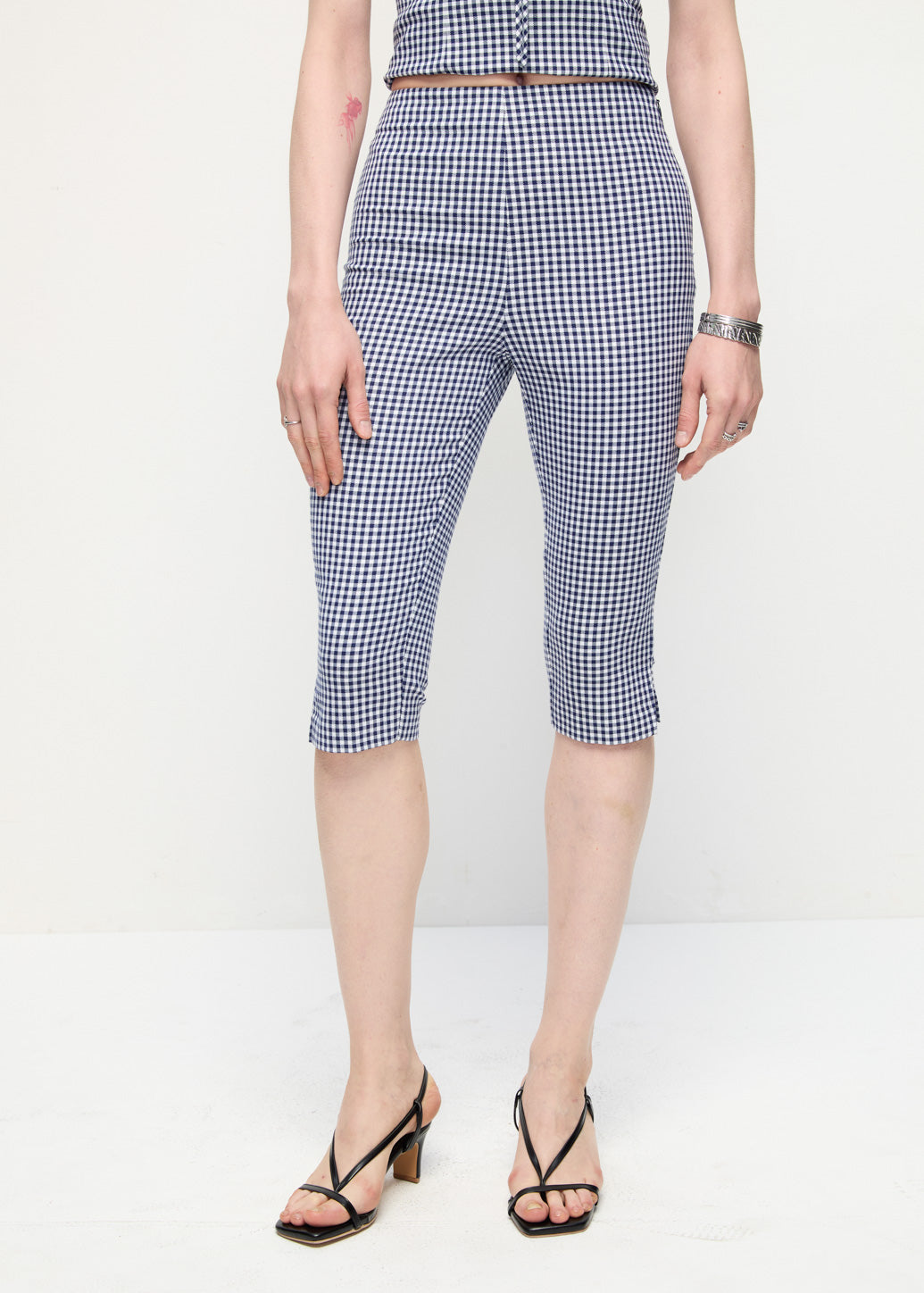 GINGHAM KNEE-LENGTH SHORTS